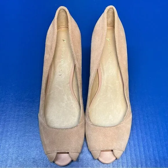 Shoes of Prey Womens Pink Suede Open Toe Glitter Heel Pumps EU39.5/US9.5