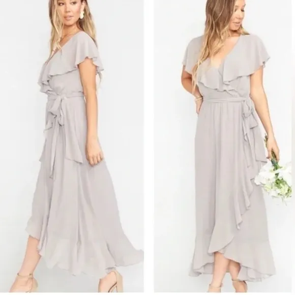 Show Me Your Mumu Jess Ruffle Midi Bridesmaid Formal Wedding Dress • size Medium