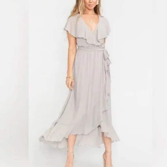 Show Me Your Mumu Jess Ruffle Midi Bridesmaid Formal Wedding Dress • size Medium