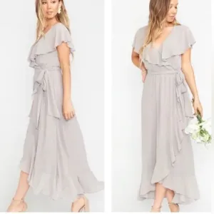 Show Me Your Mumu Jess Ruffle Midi Bridesmaid Formal Wedding Dress • size Medium