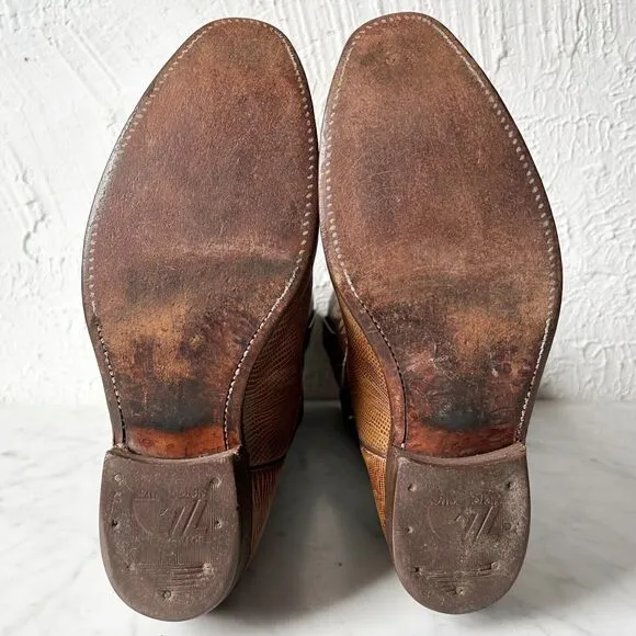 Siete Leguas Teju Lizard Brown Leather Vintage Western Cowboy Boots-Men's Size 8