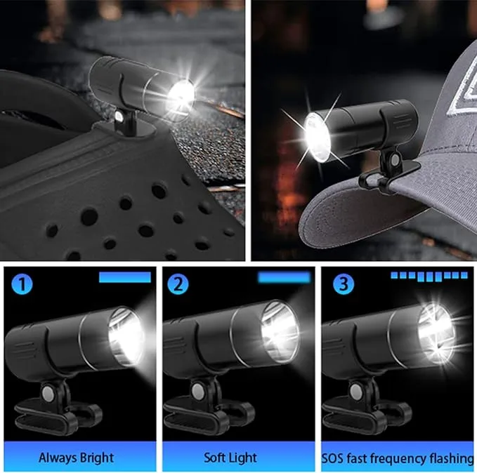 sinstar Headlights for Croc Charms, Croc Shoes Accessories Flashlight Attachment, Waterproof, USB Clip on Rechargeable and Adjustable Lights for Jogging Camping Gifts, Suitable for Adults Kid 2Pcs