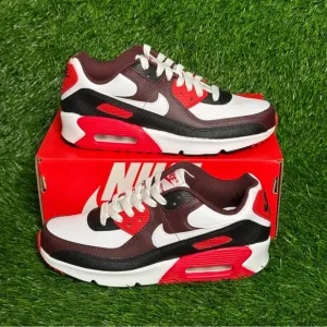 Size 4.5Y - Kids Nike Air Max 90 Burgundy Crush White Black - HF6358-600