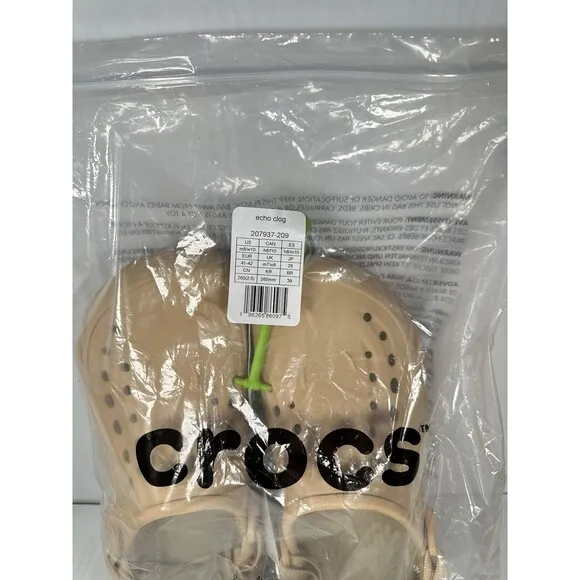 Size 8 Crocs Echo Mens Slip On Clogs Shoes Wheat Beige Comfort 207937-209 NEW