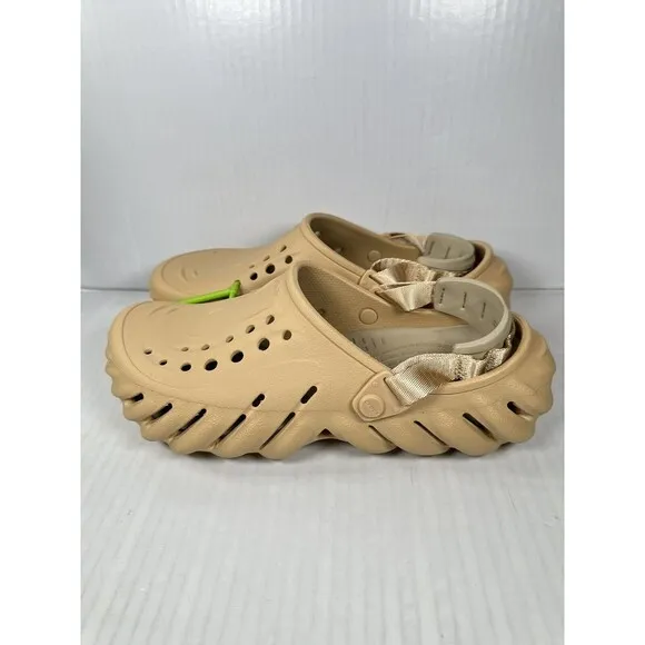 Size 8 Crocs Echo Mens Slip On Clogs Shoes Wheat Beige Comfort 207937-209 NEW