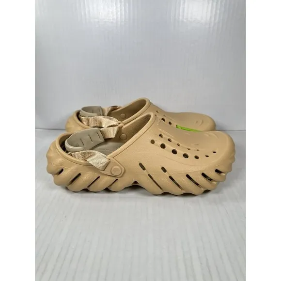 Size 8 Crocs Echo Mens Slip On Clogs Shoes Wheat Beige Comfort 207937-209 NEW