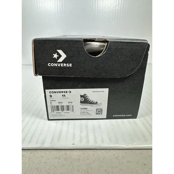 Size 9 Men’s Converse Unisex All Star Chuck Taylor Hi Top Charcoal Gray 1J793