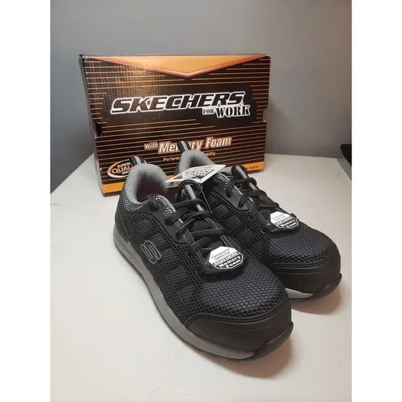 Skechers Womens Bulklin-Lyndale Black Safety Shoes Size 6.5