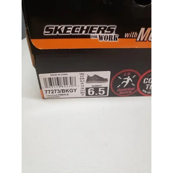 Skechers Womens Bulklin-Lyndale Black Safety Shoes Size 6.5