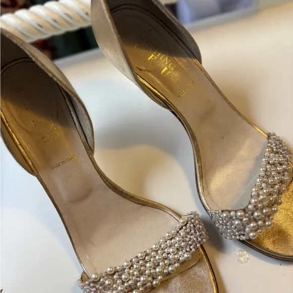Something Bleu Bridal Shoes Cream Cappy D'orsay Sandal 9.5