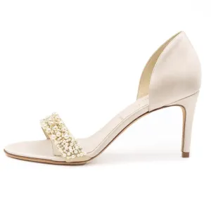Something Bleu Bridal Shoes Cream Cappy D'orsay Sandal 9.5
