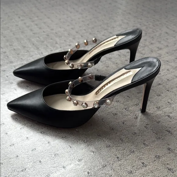 Sophia Webster Elegant Black Women's Shoes with Gemstone Accents, size 37