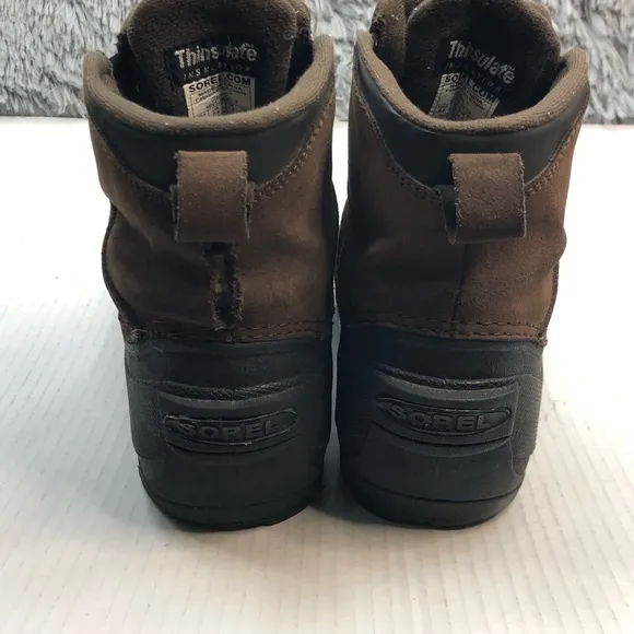 Sorel Boots Coldpac Men 8.5 Shoes Brown Leather Mid Top Hiking Trail Combat Rain