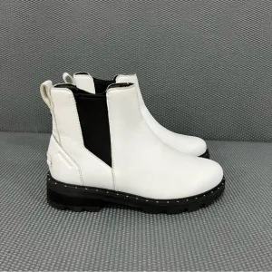 Sorel‎ Lennox White Leather Chelsea Ankle Boots Slip Ons Womens Size 7