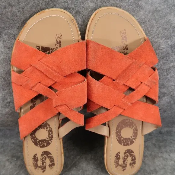 Sorel Shoes Womens 9.5 Sandal Ella Slide Lifestyle Leather Fashion Casual Orange