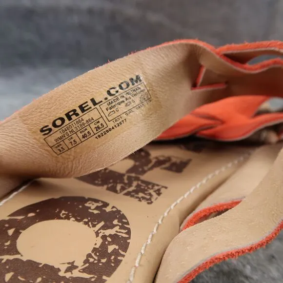 Sorel Shoes Womens 9.5 Sandal Ella Slide Lifestyle Leather Fashion Casual Orange