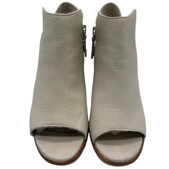 Sorel Womens Shoes Nadia Booties 9.5 White Beige Snake Leather Heeled Open Toe