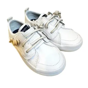 Sperry Crest Vibe Jr Leather Sneaker Girl's Size‎ 5M All White Shoes