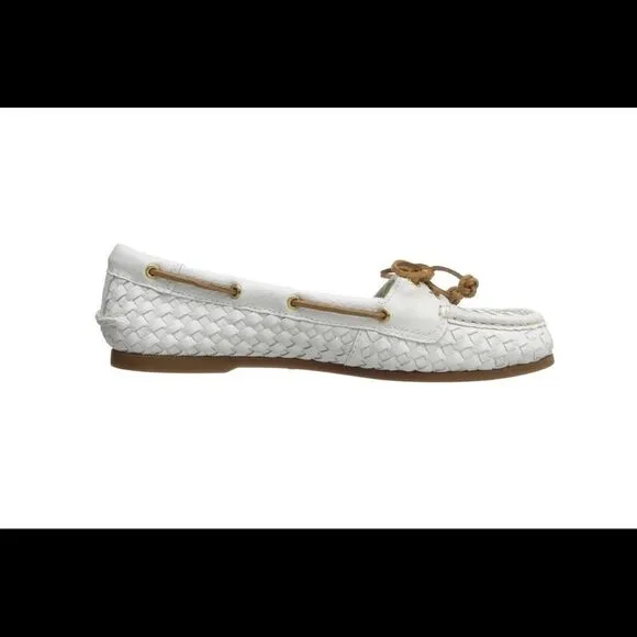Sperry white leather Aubrey boat shoes sz 9 M