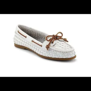 Sperry white leather Aubrey boat shoes sz 9 M