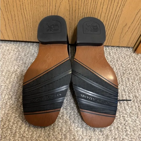 Stacy Adams Size 7M Solid Black Leather Square Toe Tie-Front Oxford Shoes - EUC