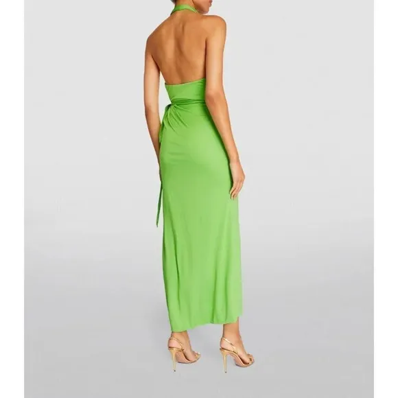 Staud Reagan Wrap Dress in Kiwi Small New Womens Midi Jersey Cocktail