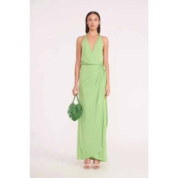 Staud Reagan Wrap Dress in Kiwi Small New Womens Midi Jersey Cocktail