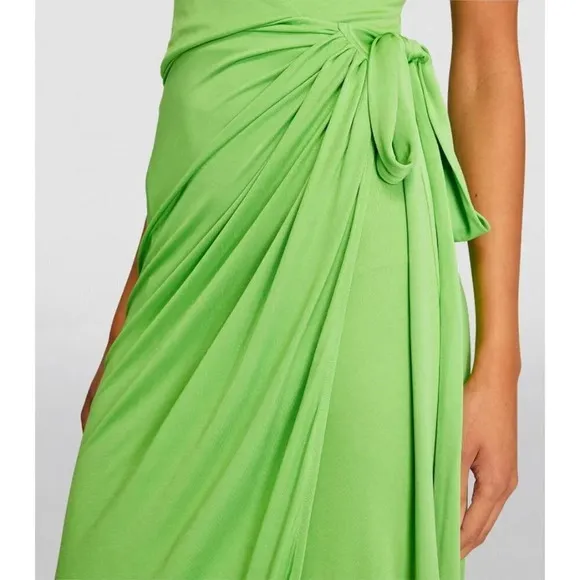 Staud Reagan Wrap Dress in Kiwi Small New Womens Midi Jersey Cocktail