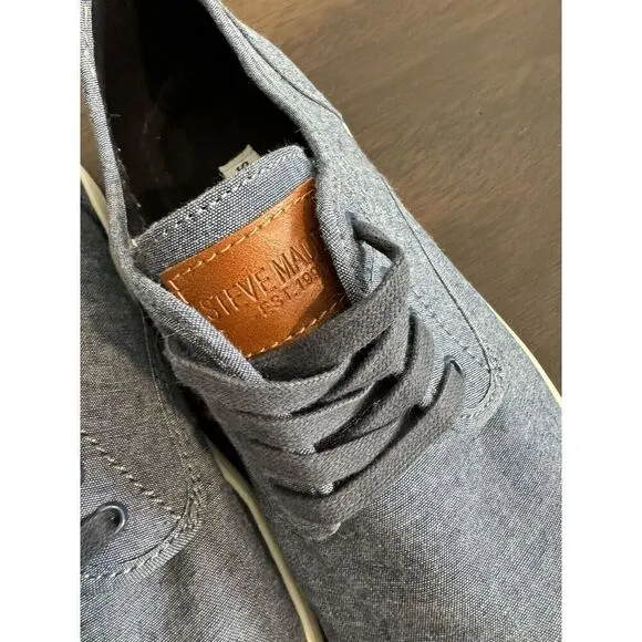 Steve Madden Fenta Blue Denim Lace Up Sneakers Shoes Men’s Size 10.5 Canvas