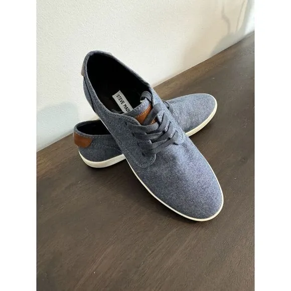 Steve Madden Fenta Blue Denim Lace Up Sneakers Shoes Men’s Size 10.5 Canvas