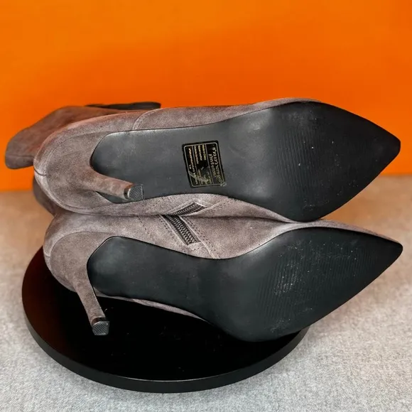 Steve Madden Jinx Heel Boot Lace Up Zip Grey Leather Suede Size 7 NEW EU 37.5