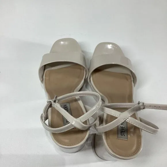 Steve Madden lessa Patent leather open toe ankle strap heel sandal Size 9.5