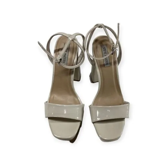Steve Madden lessa Patent leather open toe ankle strap heel sandal Size 9.5