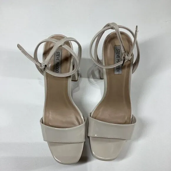 Steve Madden lessa Patent leather open toe ankle strap heel sandal Size 9.5