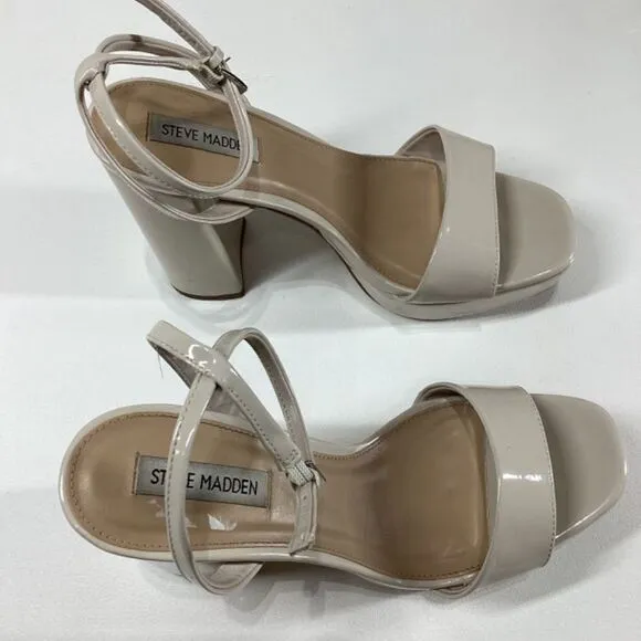 Steve Madden lessa Patent leather open toe ankle strap heel sandal Size 9.5