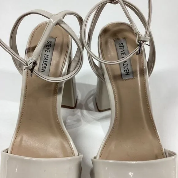 Steve Madden lessa Patent leather open toe ankle strap heel sandal Size 9.5