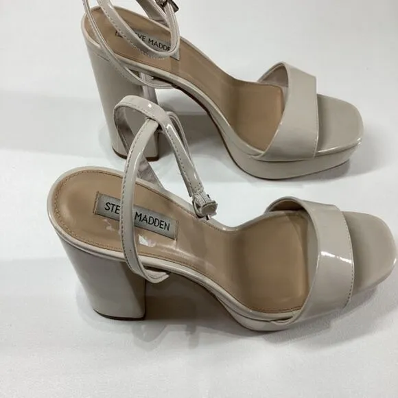Steve Madden lessa Patent leather open toe ankle strap heel sandal Size 9.5