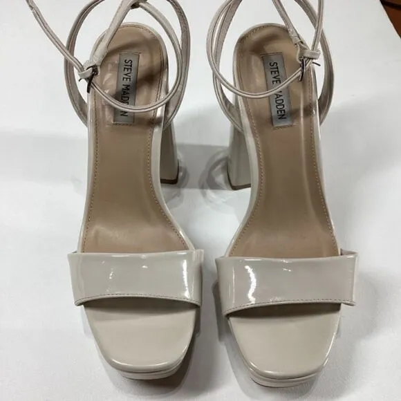 Steve Madden lessa Patent leather open toe ankle strap heel sandal Size 9.5