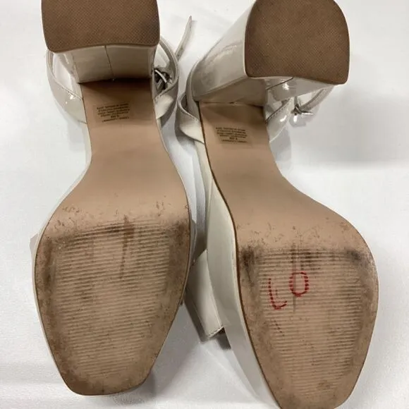 Steve Madden lessa Patent leather open toe ankle strap heel sandal Size 9.5