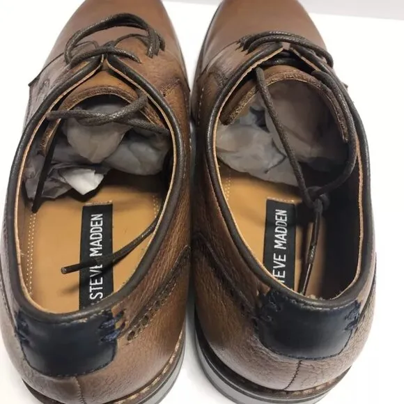 Steve Madden Men’s Bannon Cognac Leather Oxford Size 8 M