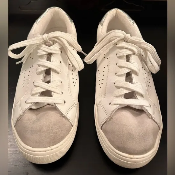 Steve Madden Rezume Sneakers, White Leather Upper Suede Accents Women's 9.5