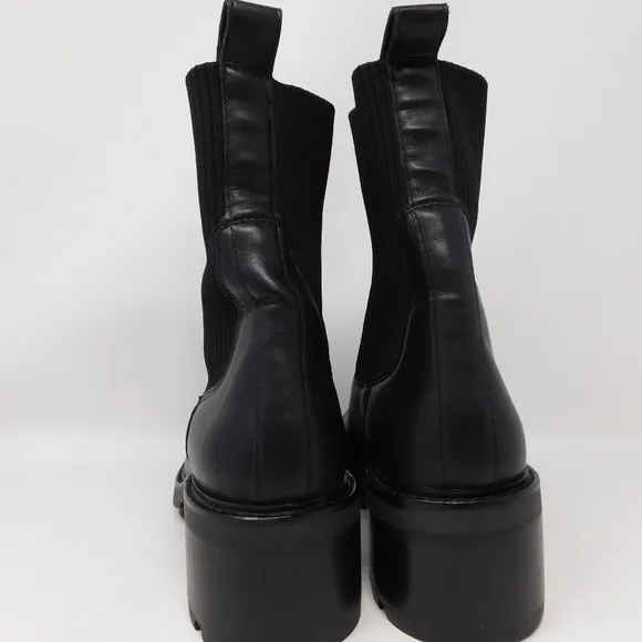 Steve Madden Women's Boots Kiley Bootie Black Platform Leather Lug Soles 10.5