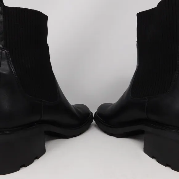 Steve Madden Women's Boots Kiley Bootie Black Platform Leather Lug Soles 10.5