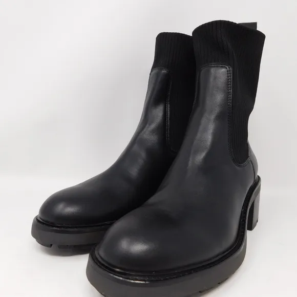 Steve Madden Women's Boots Kiley Bootie Black Platform Leather Lug Soles 10.5