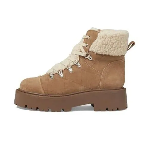 Steve Madden Women's Reyen Combat Boot‎ Oatmeal Suede Size 7 1/2