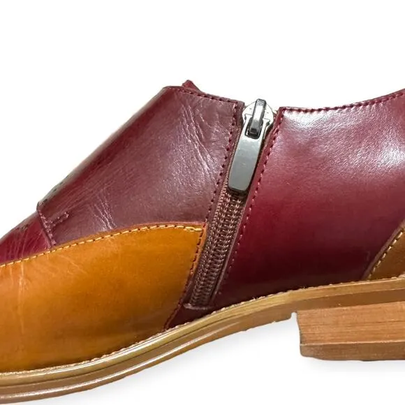 Steven Land Triple Monk Strap Cognac Oxblood Pointed Toe Wingtip Shoes Men's 8.5
