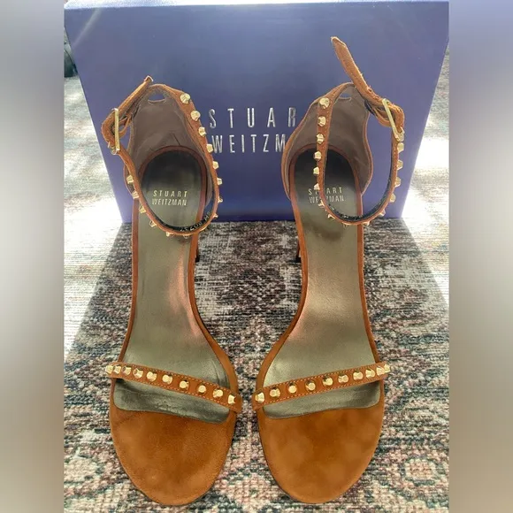 Stuart Weitzman Brown Suede Studded Women's Heels