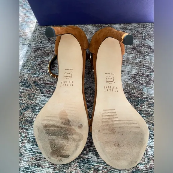Stuart Weitzman Brown Suede Studded Women's Heels