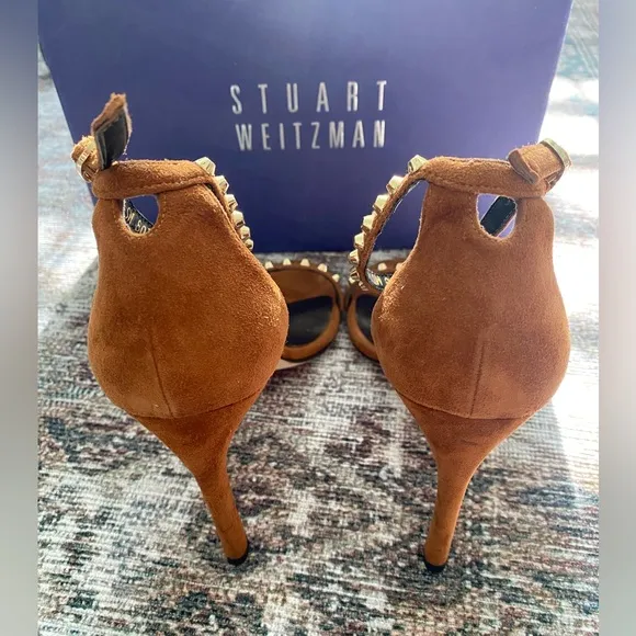Stuart Weitzman Brown Suede Studded Women's Heels