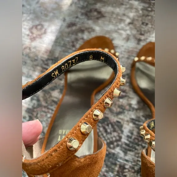 Stuart Weitzman Brown Suede Studded Women's Heels